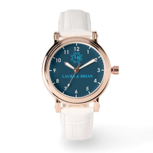 Montre Simple Blue Monogram couple names  (Recto)
