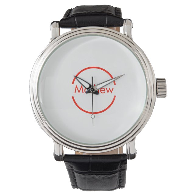 Montre simple cercle rouge ajouter votre nom lettre texte (devant)