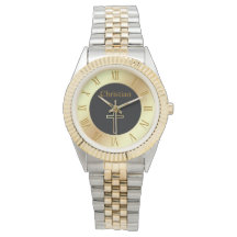 Simple croix d'or chrétienne avec monogramme