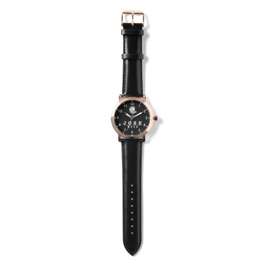 Montre Simple elegant custom name Monogram Black (Sangle)