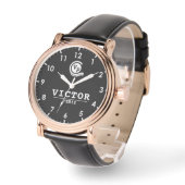 Montre Simple elegant customizable Monogram Black (Angle)