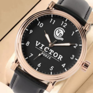 Montre Simple elegant customizable Monogram Black