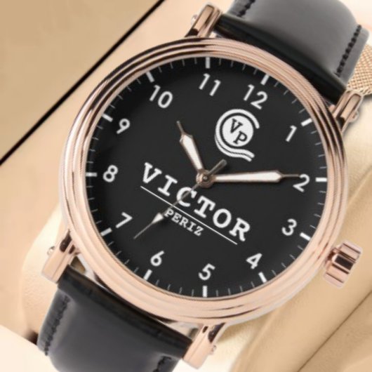 Montre Simple elegant customizable Monogram Black