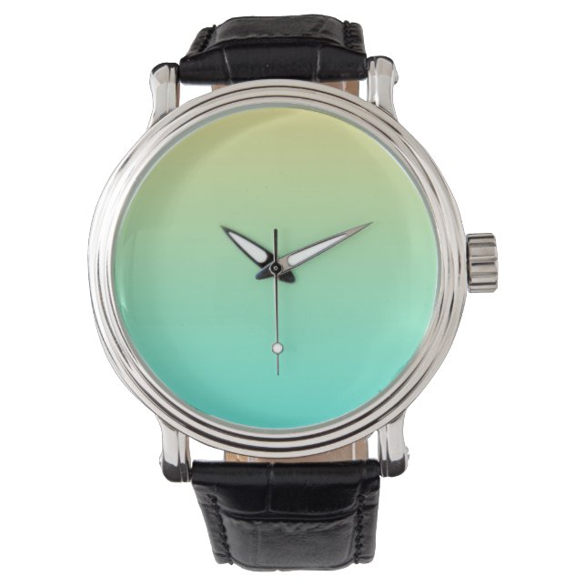 Montre Simple Gradient Pastel Jaune Turquoise (devant)