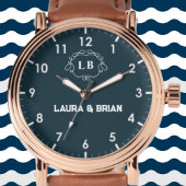Montre Simple Minimal navy blue Couple name Monogram