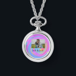 Montre Simple minimal pink blue watercoloradd name photo<br><div class="desc">Design</div>