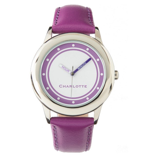 Montre Simple minimaliste Lavande Moderne Chic Nom person (devant)