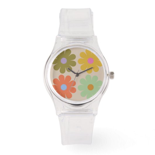 Montre Simple Pastel Vintage Flower Pattern (Recto)