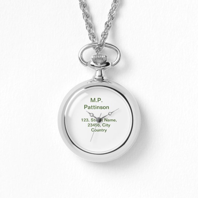 Montre Simple vert minimal ajouter votre nom de texte pho (Recto)