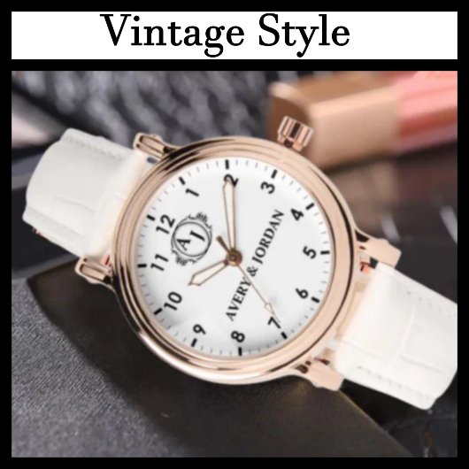 Montre Simple Vintage Style Floral Monogram couple names