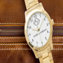 Simple Vintage Style Floral Monogram couple names