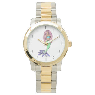 Montre sirène arc-en-ciel rose bleu violet vert noir bouc