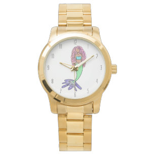 Montre sirène arc-en-ciel rose bleu violet vert noir bouc