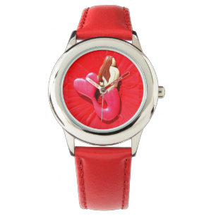 Montre sirène rouge de coeur-queue