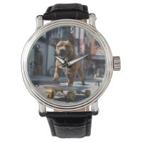 Skateboard Stunt : Un Staffy en déplacement