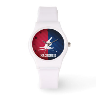 Montre Ski de neige : rouge, blanc et bleu