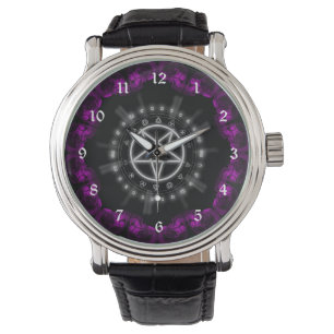 Montre Skulls and Runes Pentagram Goth