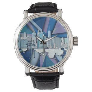 Montre Skyline de New York Bleu 3D