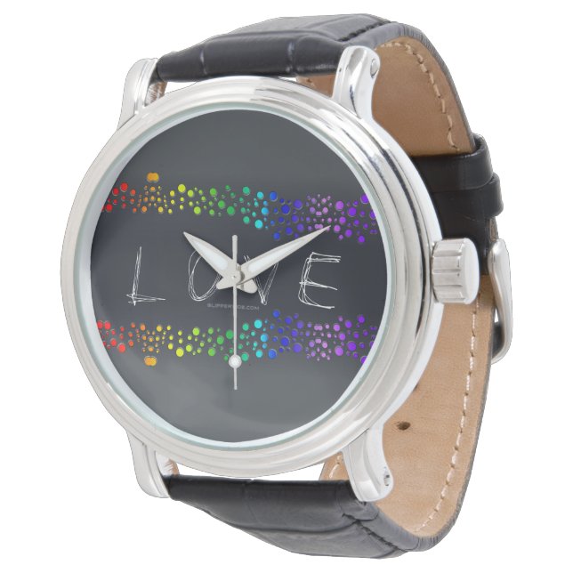 Montre SlipperyJoe amour bulles rouge orange jaune vert c (Incliné)
