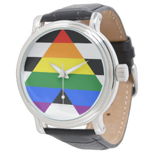 Montre SlipperyJoe's Straight Ally Drapeau gay cadeaux LG