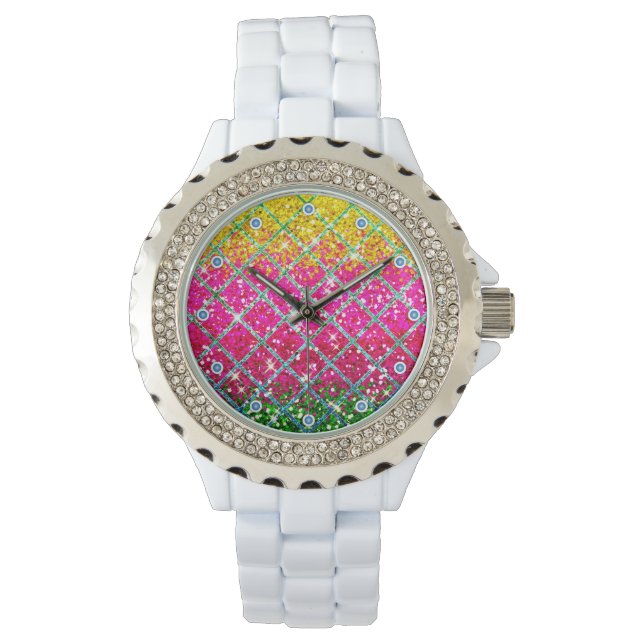 Montre Snakeskin rose parties scintillant (devant)