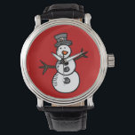 Montre Snowman<br><div class="desc">Illustration pour Christmas with cute,  smiley snowman decoration. C'est possible to change the background color and to add different one to the design with your choice.</div>