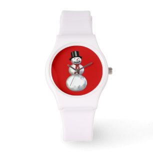 Montre Snowman dans un Arrière - plan de chapeau supérieu