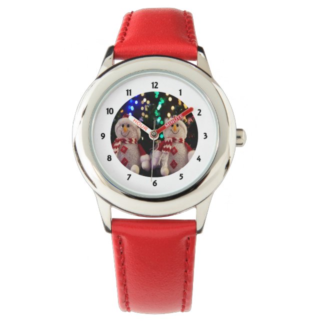 Montre Snowman et ornements de famille sur Tree Watch (devant)