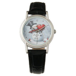 Montre Snowman offre l'amour avec un grand coeur rouge