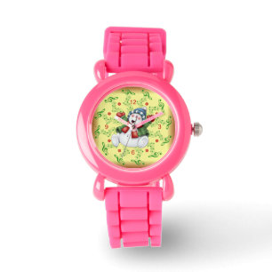 Montre Snowman souriant ~ Scrolls musicaux ~ Noël ~