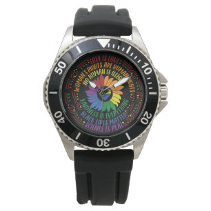 Montre Social Justice Rainbow Colors Word Art