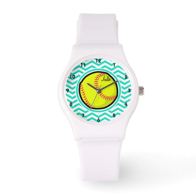 Montre Softball ; Aqua Green Chevron (Recto)