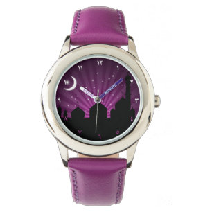 Montre Soirée Mosquée Silhouette violet - Regarder