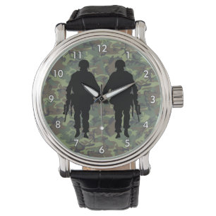 Montre Soldat militaire / Silhouette guerrière avec Camo