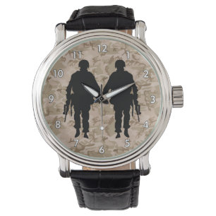 Montre Soldat militaire / Silhouette guerrière avec Camo