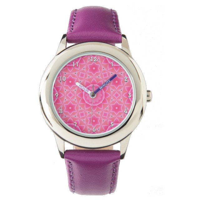 Montre Soleil rose et étoiles bébé en mosaïque motif papi (devant)