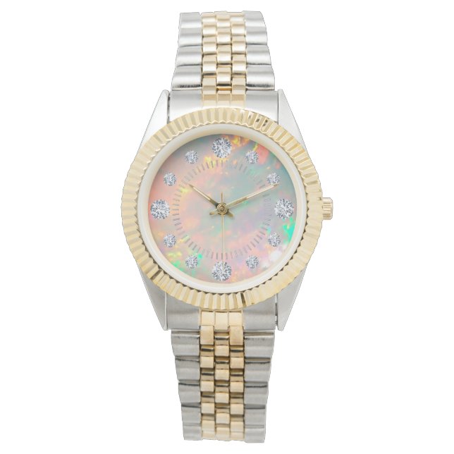 Montre Solitaire Solitaire Opal Fire Blanc Or (devant)