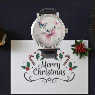 Montre Souffle de printemps rose papillons cadeau