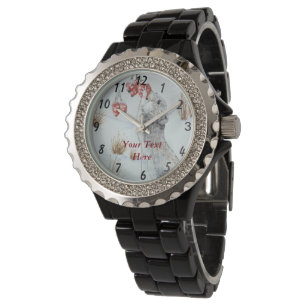 Montre souris mignonne et faune rouge de scène de neige