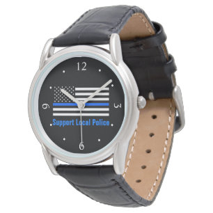 Montre Soutien Police locale Ligne Bleue Mince