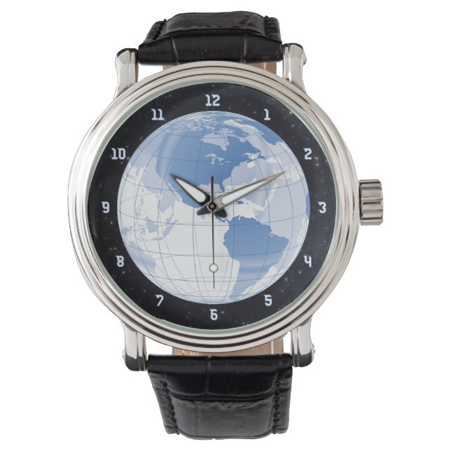 Montre Space Earth Globe avec étoiles (devant)