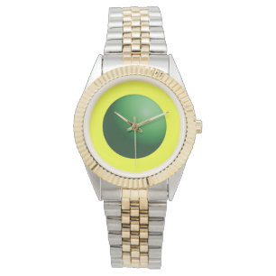 Montre Sphère verte sur jaune