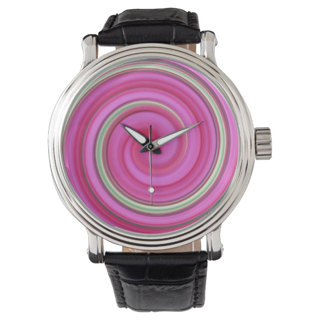 Montre spirale rose et verte (devant)