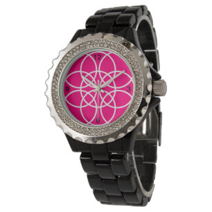 Montre Spirales blanches sur rose vif