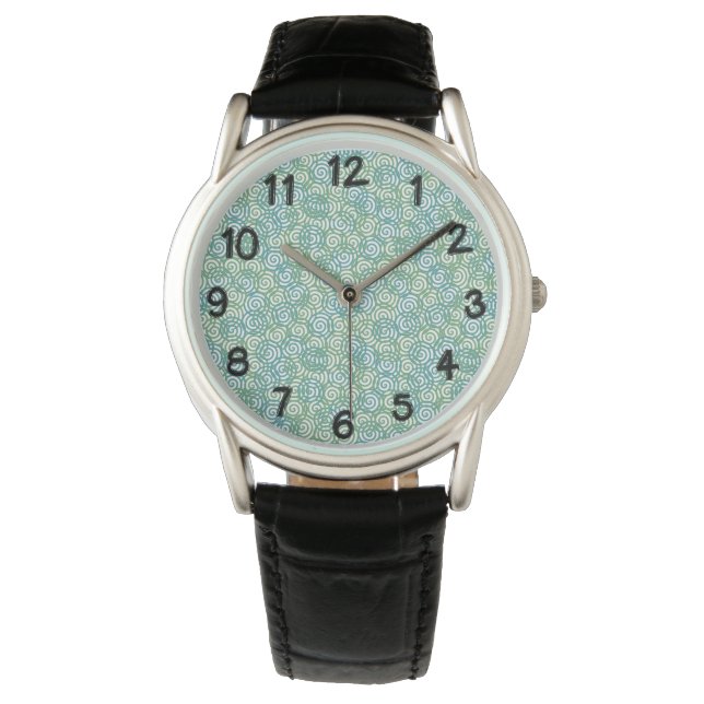Montre Spirales Vert Bleu (devant)