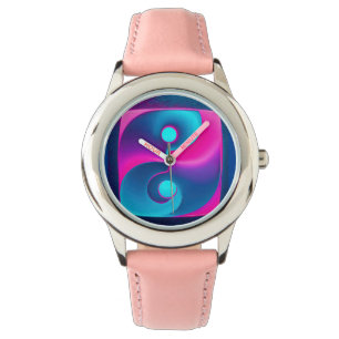 Montre Spiritualité radiante : Yin Yang Vibrant rose et b