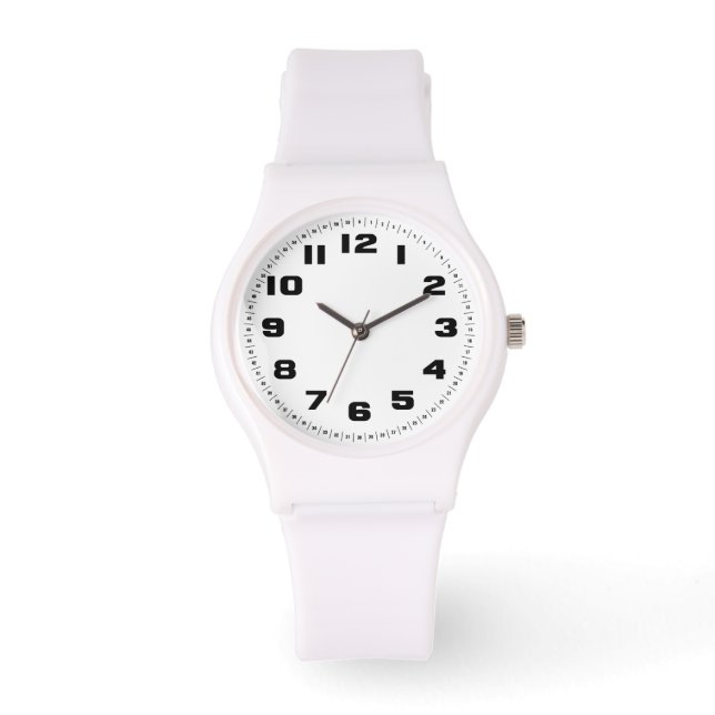 Montre sportive pour femmes, en silicone blanc (Recto)