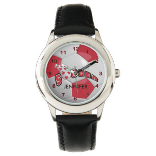 Montre Sports Dark Red Soccer Ball Nom do-it-yourself