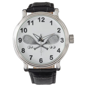 Montre Sports Vintage Raquettes de Tennis Croisées Balles