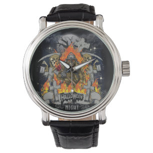 Montre Squelette Effrayant Dans La Nuit Halloween